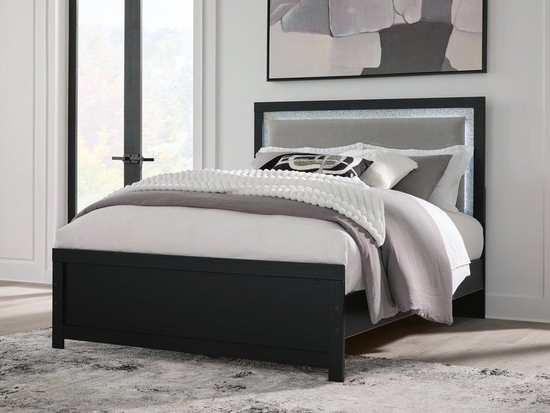 Maeling Black Queen Upholstered Panel Bed - PCB1115B6
