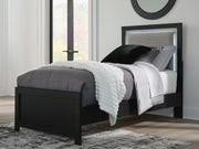 Maeling Black Twin Upholstered Panel Bed - PCB1115B2