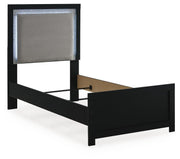Maeling Black Twin Upholstered Panel Bed - PCB1115B2