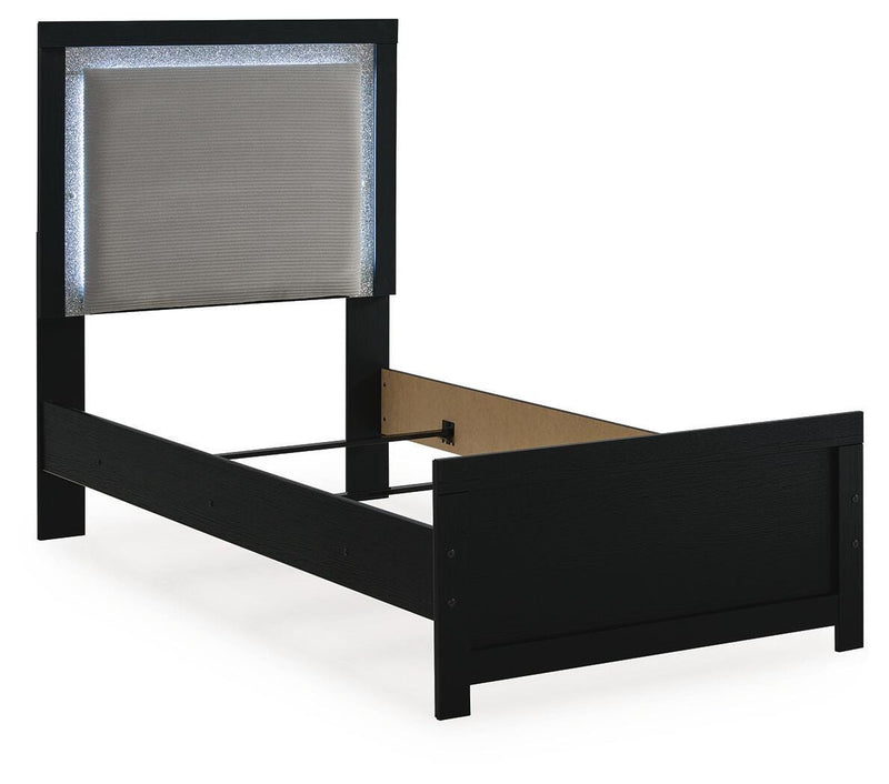 Maeling Black Twin Upholstered Panel Bed - PCB1115B2