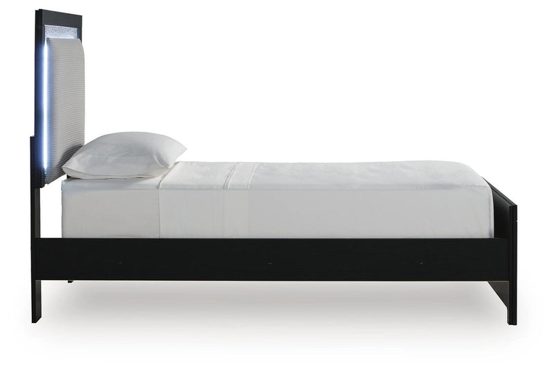 Maeling Black Twin Upholstered Panel Bed - PCB1115B2