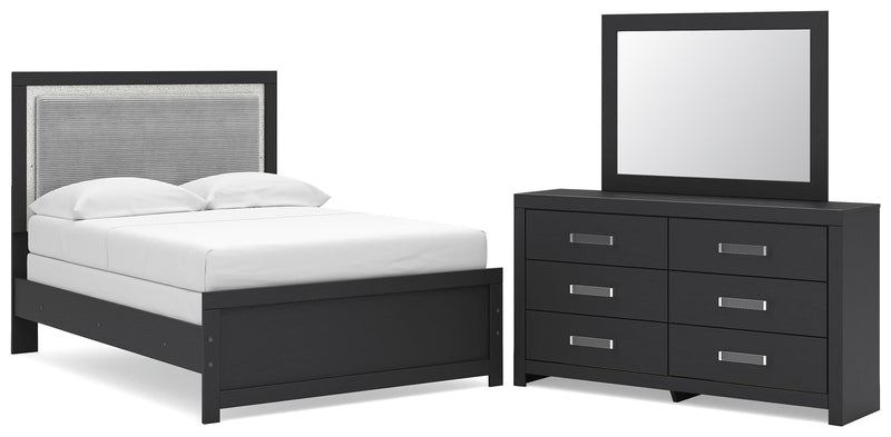 Maeling Full Upholstered Panel Bed, Dresser and Mirror - PCB1115B5