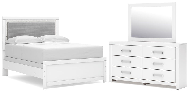 Maeling Full Upholstered Panel Bed, Dresser and Mirror - PCB1119B7