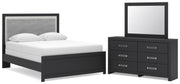Maeling Queen Upholstered Panel Bed, Dresser and Mirror - PCB1115B7