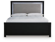 Maeling Queen Upholstered Panel Bed, Dresser and Mirror - PCB1115B7