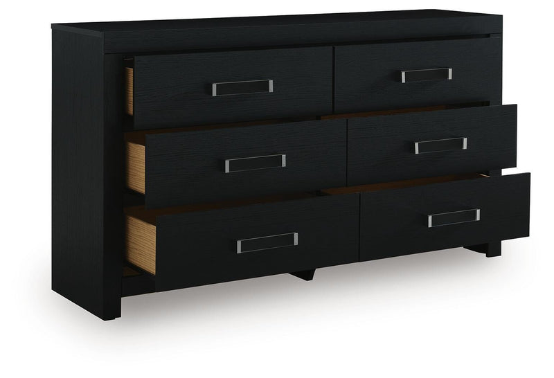 Maeling Queen Upholstered Panel Bed, Dresser and Nightstand - PCB1115B9