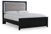 Maeling Queen Upholstered Panel Bed, Dresser and Nightstand - PCB1115B9