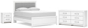 Maeling Queen Upholstered Panel Bed, Dresser and Nightstand - PCB1119B9