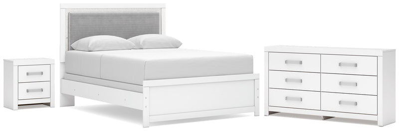 Maeling Queen Upholstered Panel Bed, Dresser and Nightstand - PCB1119B9