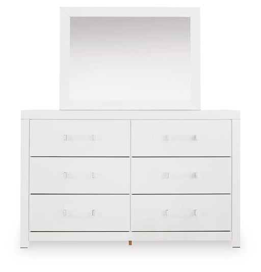 Maeling Queen Upholstered Panel Bed, Dresser, Mirror and Nightstand - PCB1119B10