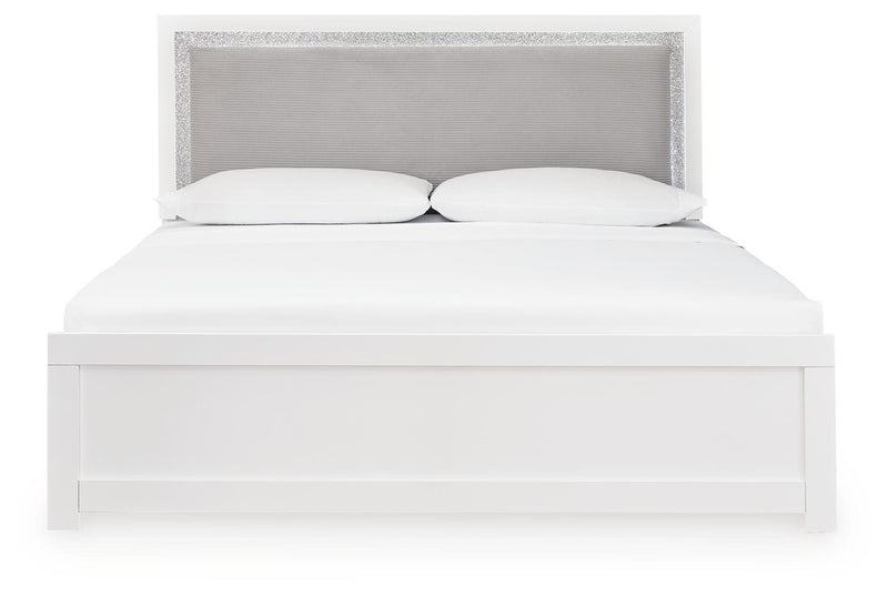 Maeling Queen Upholstered Panel Bed, Dresser, Mirror and Nightstand - PCB1119B10