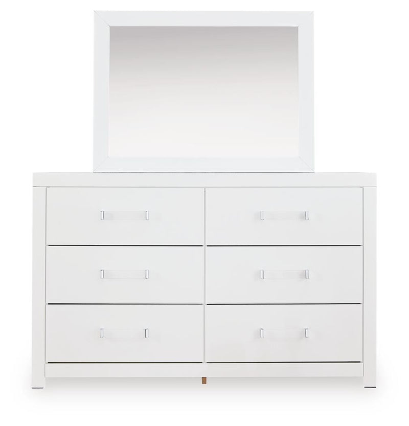 Maeling Twin Upholstered Panel Bed, Dresser and Mirror - PCB1119B8