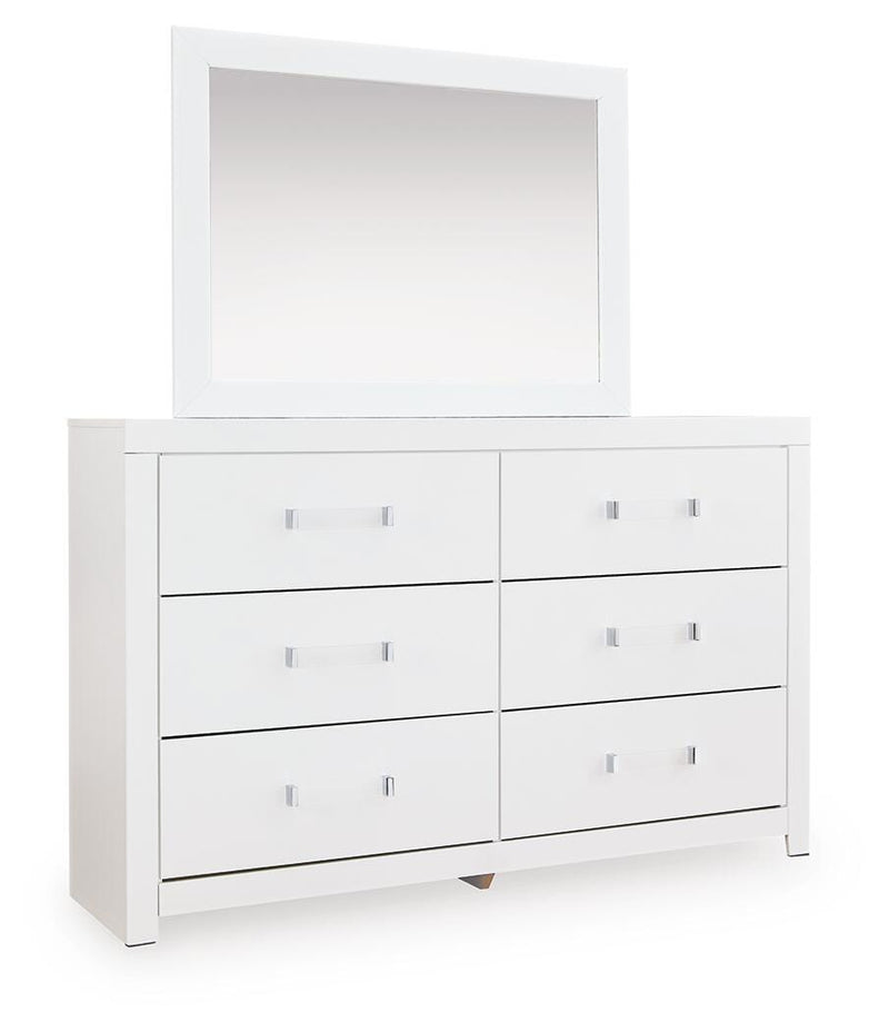 Maeling Twin Upholstered Panel Bed, Dresser and Mirror - PCB1119B8