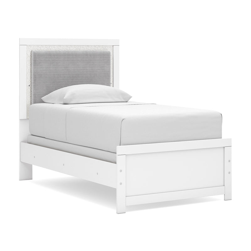 Maeling Twin Upholstered Panel Bed, Dresser and Mirror - PCB1119B8