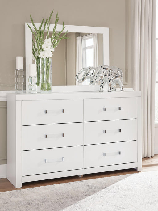 Maeling White Dresser and Mirror - PCB1119B1