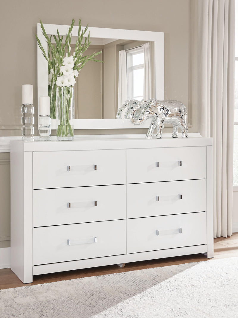 Maeling White Dresser and Mirror - PCB1119B1