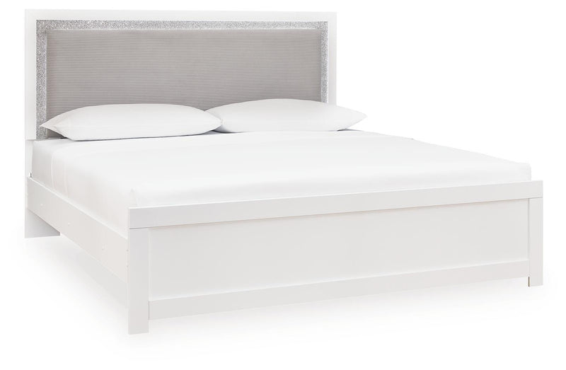 Maeling White King Upholstered Panel Bed - PCB1119B4