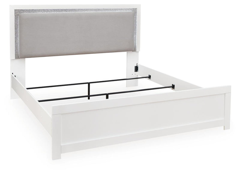 Maeling White King Upholstered Panel Bed - PCB1119B4