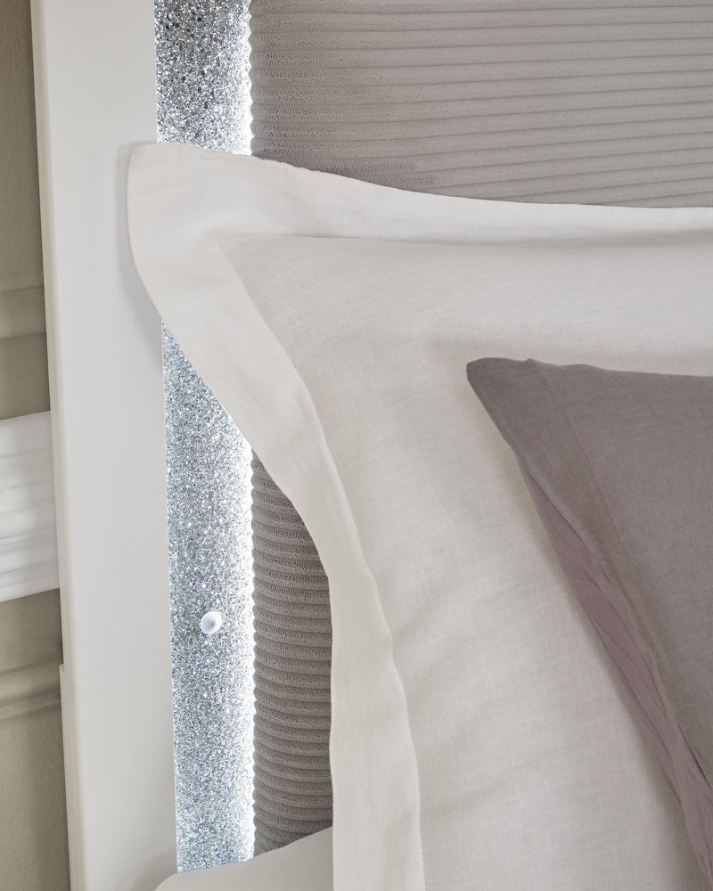 Maeling White King Upholstered Panel Bed - PCB1119B4
