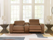 Magic Man Caramel 2-Piece Power Reclining Sectional Loveseat with Console - PCU10700S3