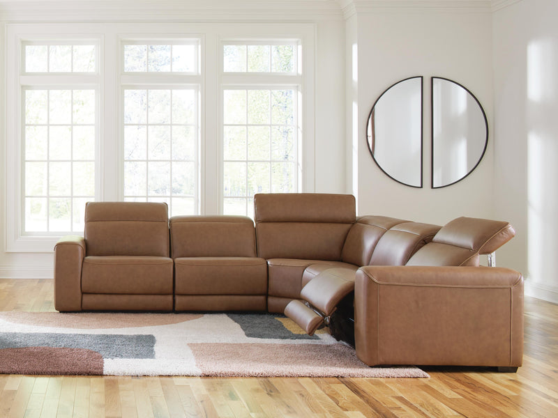 Magic Man Caramel 5-Piece Power Reclining Sectional - PCU10700S13