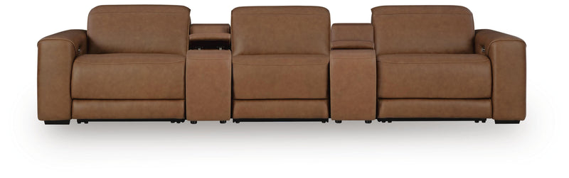 Magic Man Caramel 5-Piece Power Reclining Sectional with Console - PCU10700S10