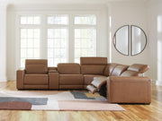 Magic Man Caramel 6-Piece Power Reclining Sectional with Console - PCU10700S14