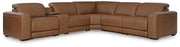 Magic Man Caramel 6-Piece Power Reclining Sectional with Console - PCU10700S14