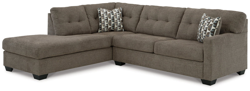 Mahoney Chocolate 2-Piece Sectional with Ottoman from Ashley - Luna Furniture