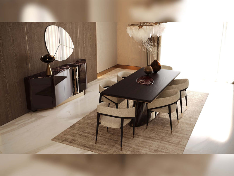 Mahzen Diningroom (Consol With Mirror & Dining Table & 6 Dining Chair) - 200-GAB-MAH-DT-6-SET