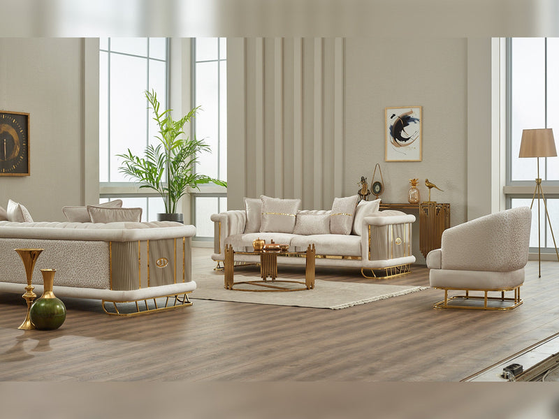 Majeste 3-pieces (Sofa & Loveseat & Chair) Livingroom Set in Beige - Grey - 200-SIM-MAJ-STAR553-STAR245-321
