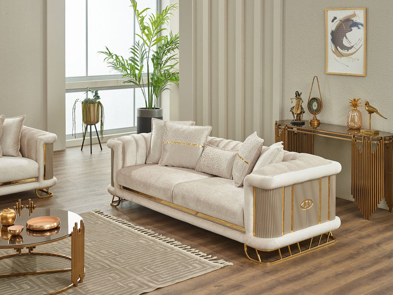 Majeste 3-pieces (Sofa & Loveseat & Chair) Livingroom Set in Beige - Grey - 200-SIM-MAJ-STAR553-STAR245-321