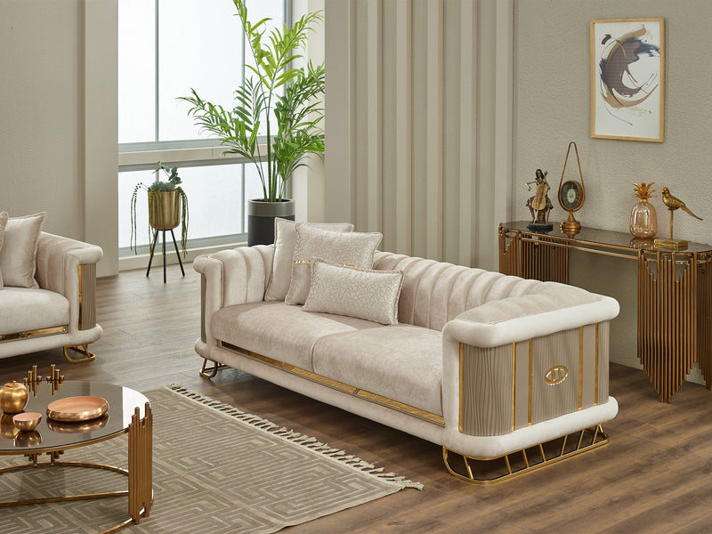 Majeste 3-pieces (Sofa & Loveseat & Chair) Livingroom Set in Cream - 200-SIM-MAJ-STAR554-321