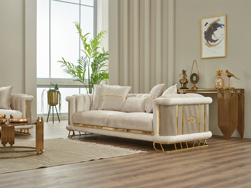 Majeste 3-pieces (Sofa & Loveseat & Chair) Livingroom Set in Cream - 200-SIM-MAJ-STAR554-321