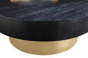 Makai Oak Veneer Top And Metal Base Coffee Table in Black - 99056Black-CT