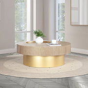 Makai Oak Veneer Top And Metal Base Coffee Table in Natural - 99056Natural-CT