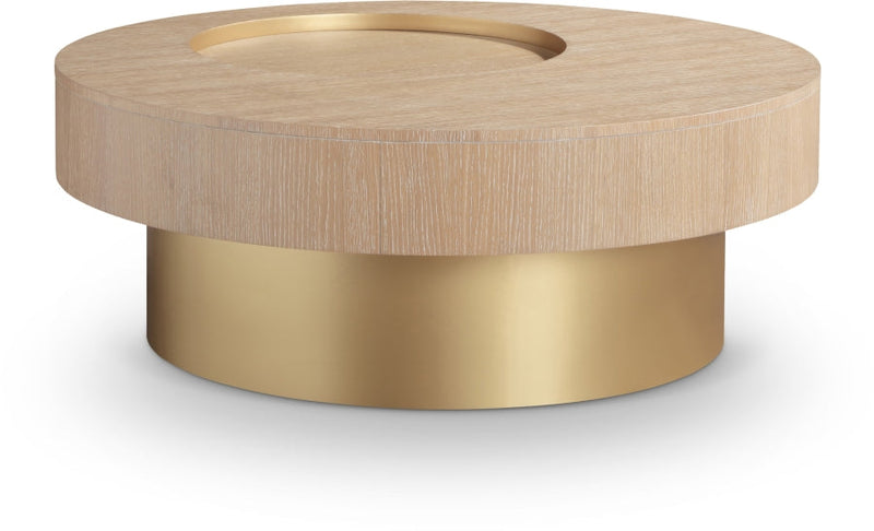 Makai Oak Veneer Top And Metal Base Coffee Table in Natural - 99056Natural-CT