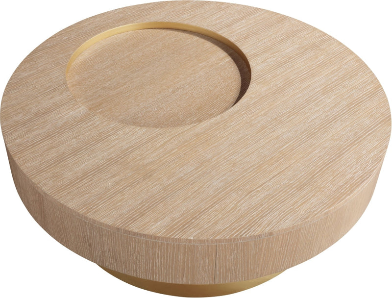 Makai Oak Veneer Top And Metal Base Coffee Table in Natural - 99056Natural-CT