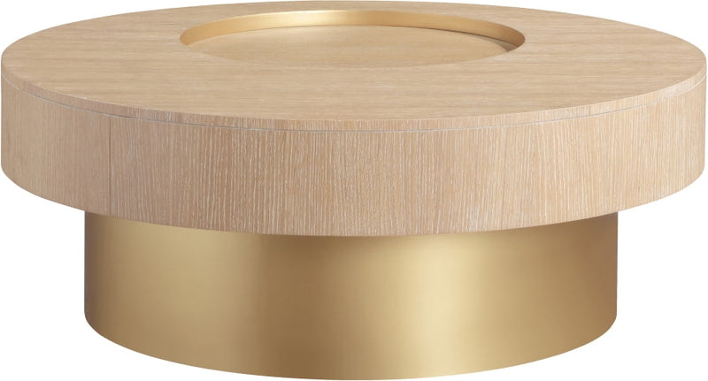 Makai Oak Veneer Top And Metal Base Coffee Table in Natural - 99056Natural-CT