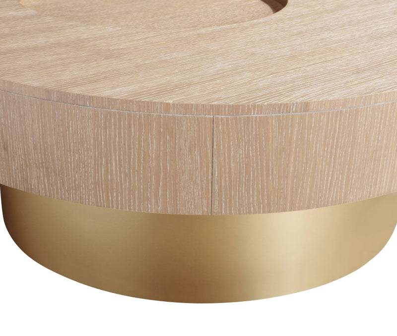 Makai Oak Veneer Top And Metal Base Coffee Table in Natural - 99056Natural-CT