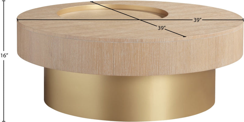 Makai Oak Veneer Top And Metal Base Coffee Table in Natural - 99056Natural-CT