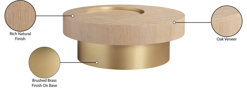 Makai Oak Veneer Top And Metal Base Coffee Table in Natural - 99056Natural-CT