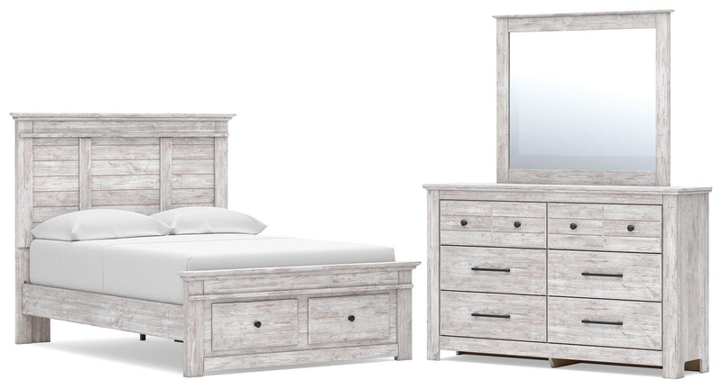Makidern Full Panel Storage Bed, Dresser and Mirror - PCB1171B25