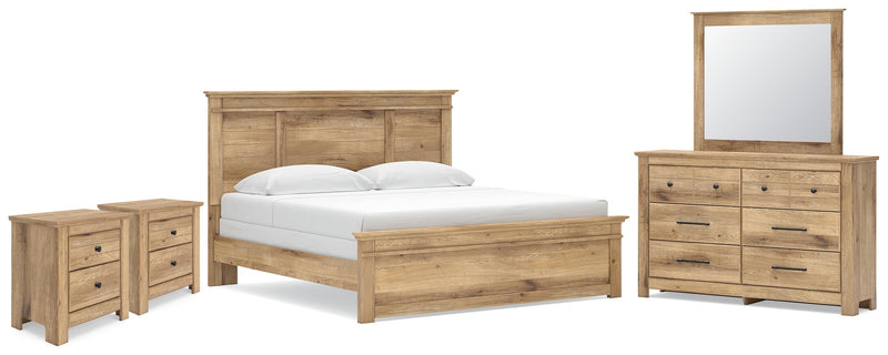 Makidern King Panel Bed, Dresser, Mirror and 2 Nightstands - PCB1170B40