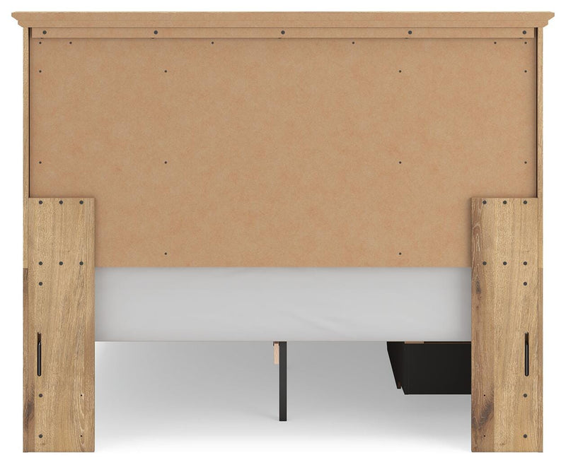 Makidern Queen Panel Bed with Storage, Dresser and Mirror - PCB1170B7