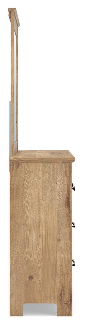 Makidern Queen Panel Bed with Storage, Dresser and Mirror - PCB1170B7