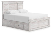 Makidern Queen Panel Bed with Storage, Dresser and Mirror - PCB1171B8