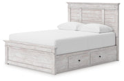 Makidern Queen Panel Bed with Storage, Dresser and Mirror - PCB1171B8