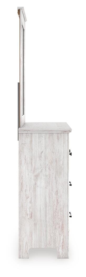 Makidern Queen Panel Bed with Storage, Dresser and Mirror - PCB1171B8