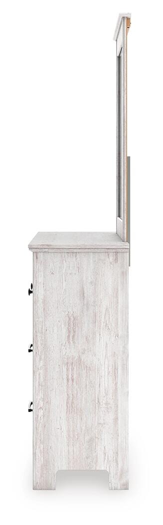 Makidern Queen Panel Bed with Storage, Dresser and Mirror - PCB1171B8